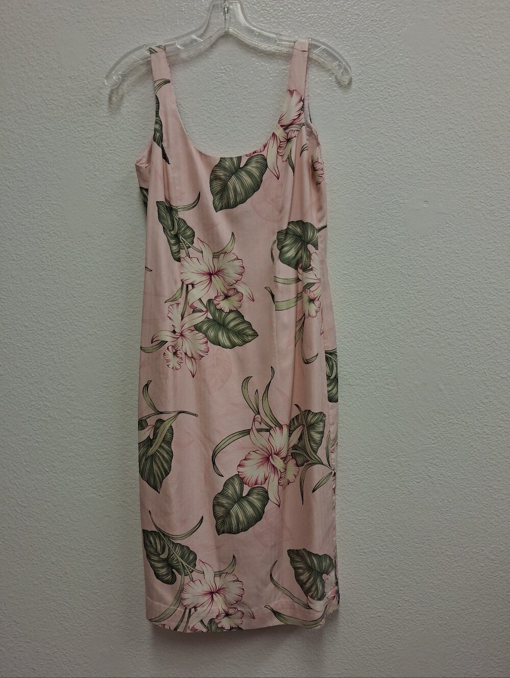 VTG Kahala Silk Tropical Floral Sundress Womens 4 Pink Midi